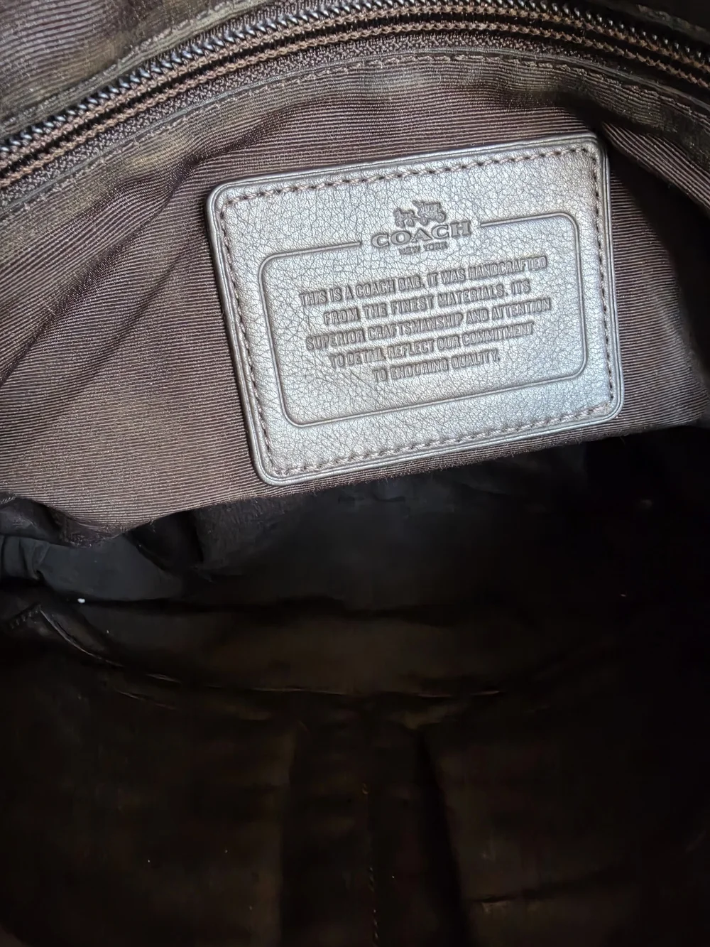 Coach Embossed Signature Messenger Bag - Dark Brown